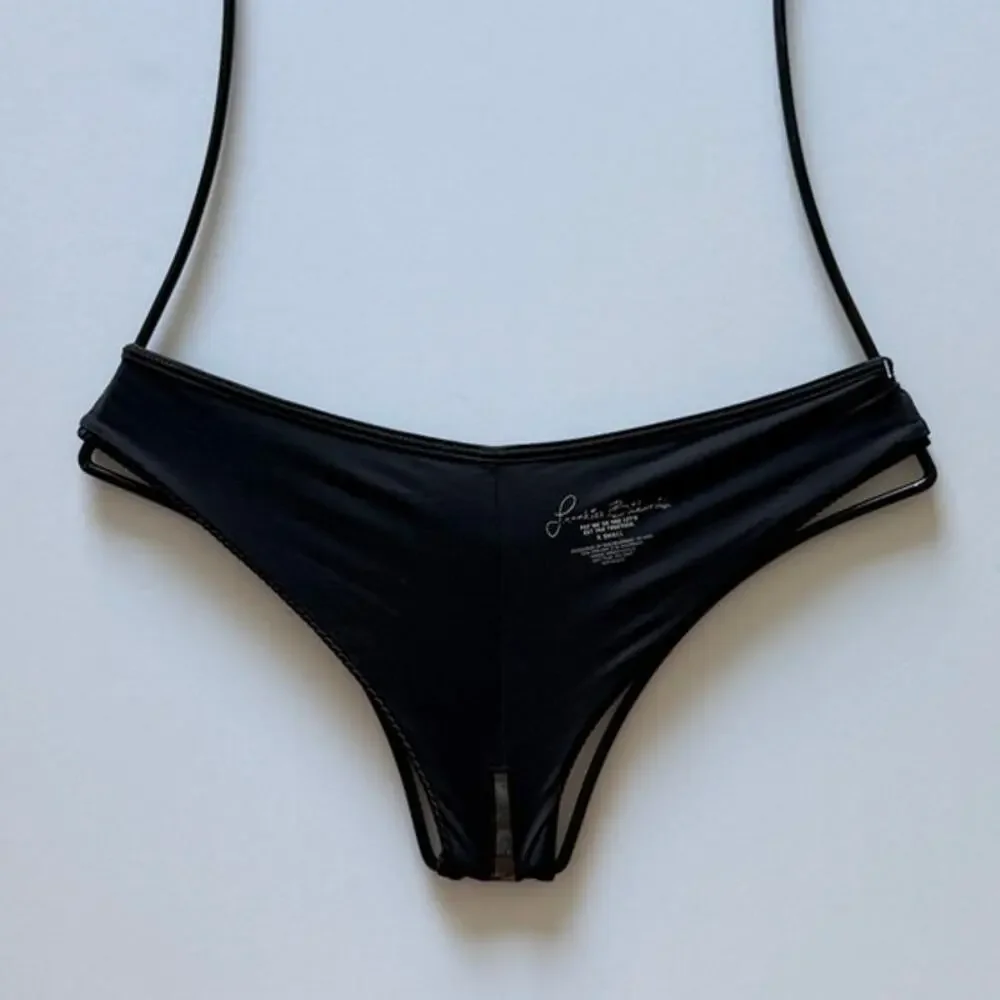 Frankies Bikinis Alana Ribbed Button Bikini Bottom - Black - XS - NWOT
